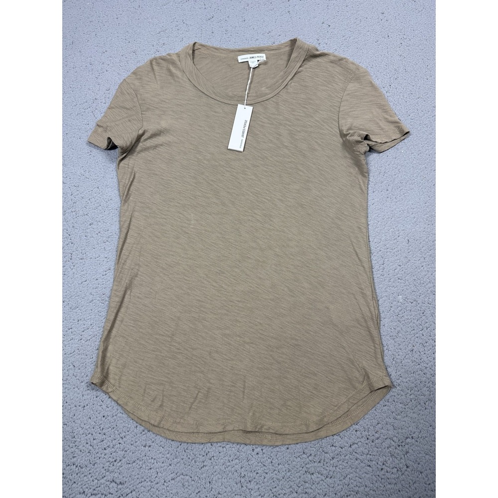 James Perse Shirt Womens 1 Beige Crew Neck Short Sleeve Tee Made In USA WUA3037